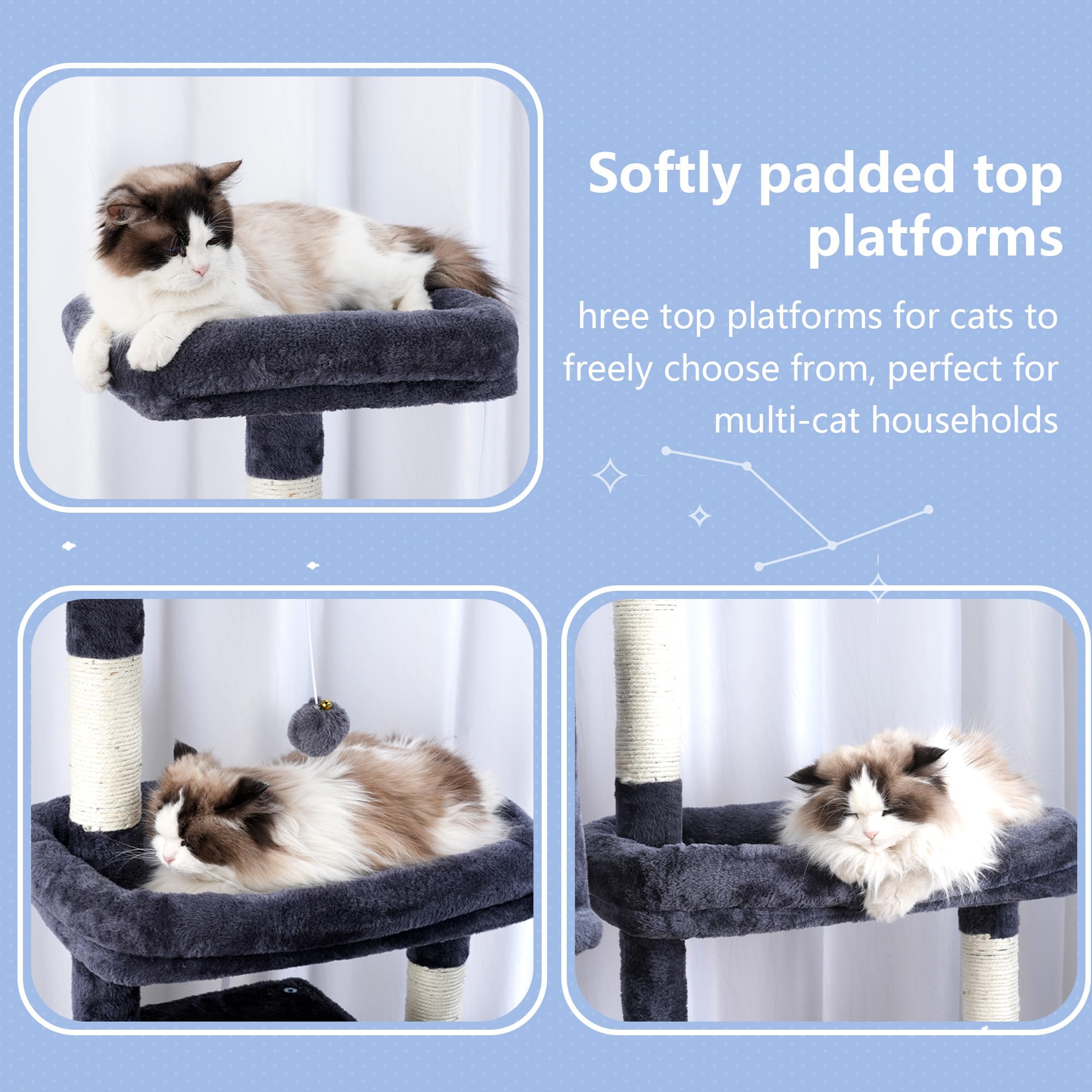 Hey-brother cat-tree-tower cat-condos create dual cozy hideaways for naps and play