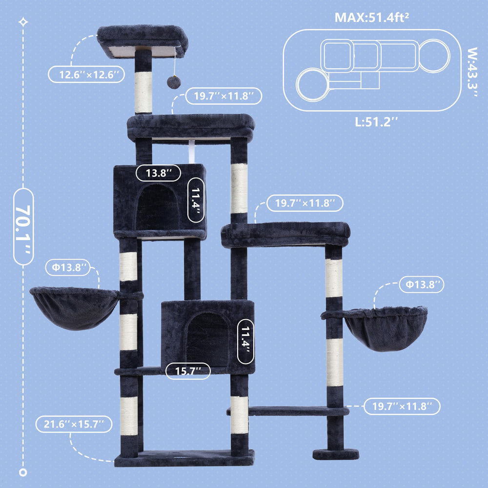 Hey-brother cat-tree-tower extra-large-bed offers roomy lounging for large breeds