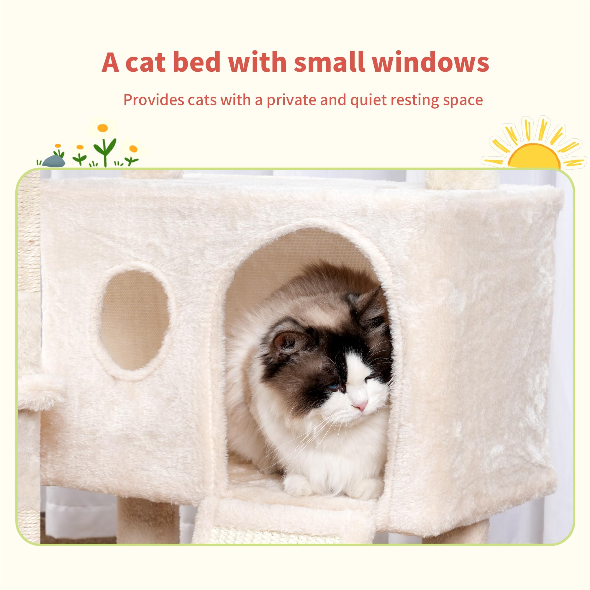 Hey-brother cat-tree-tower hammock cloud soft and cozy for lounging