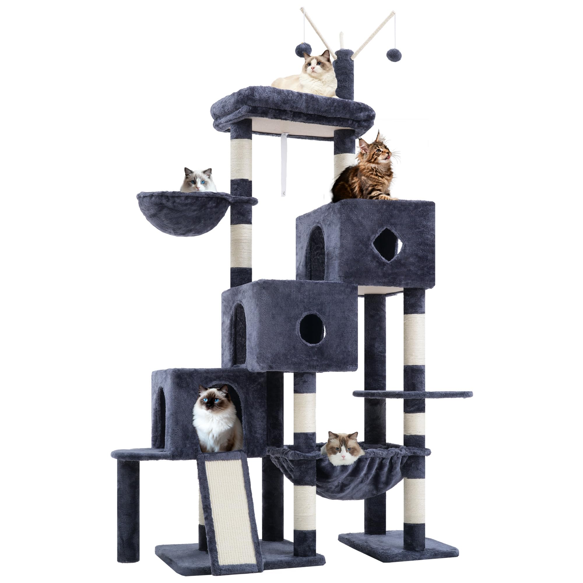 Hey-brother Cat Tree Tower stands 74.8 inches for big indoor cats.