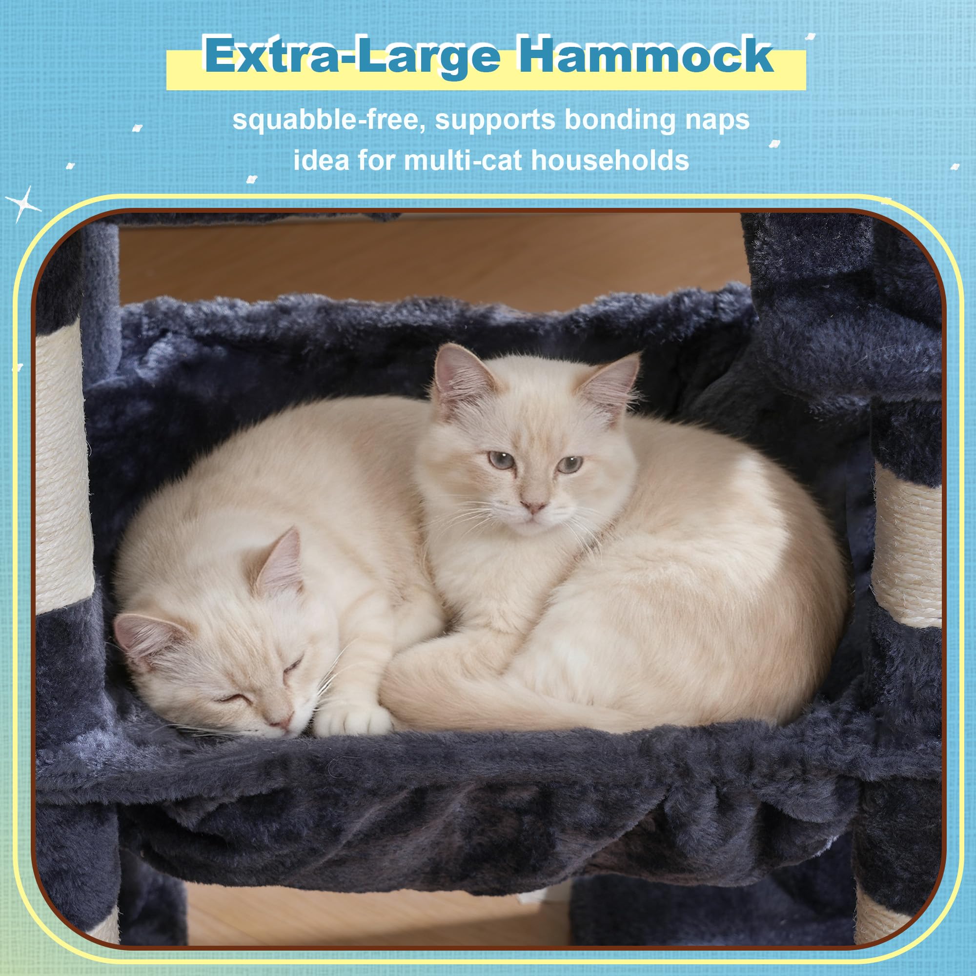 Hey-brother Cat Tree Tower features an oversized basket for lounging.