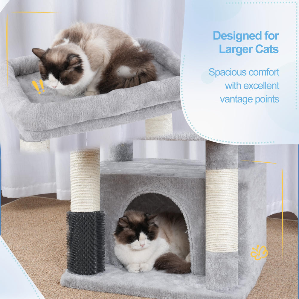 Hey-brother cat tree tower tiered design with easy-climb pedals