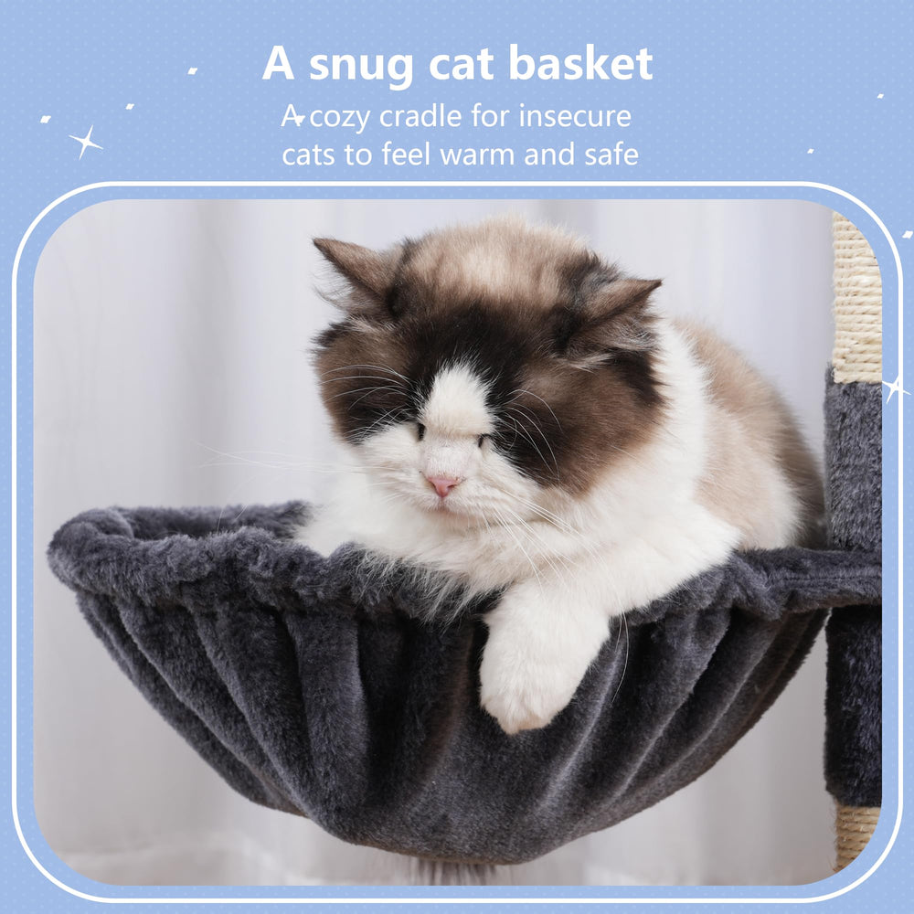 Hey-brother cat tree tower removable teaser wands illustrate interactive play options