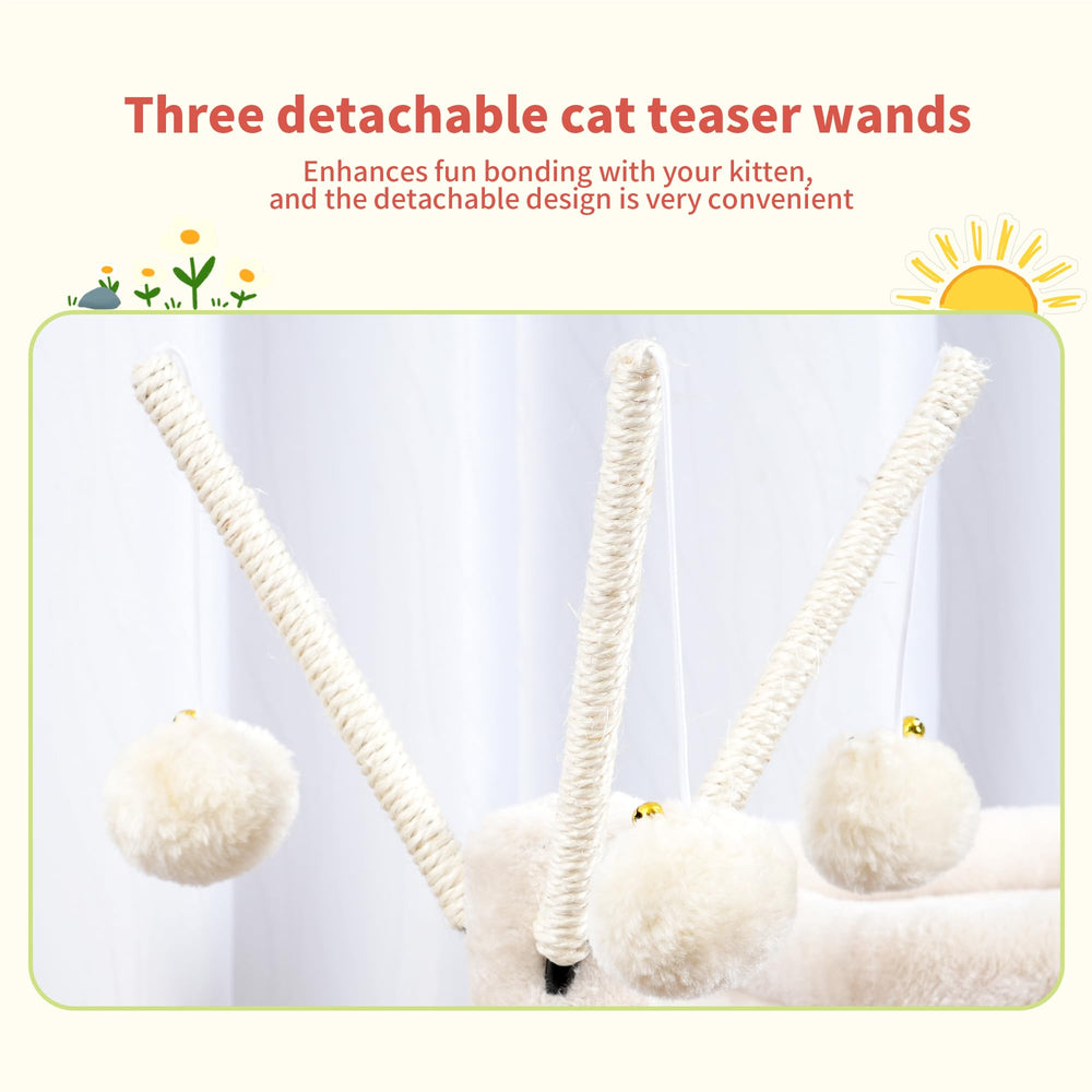 Hey-brother cat tree tower removable teaser wands engage play and curiosity