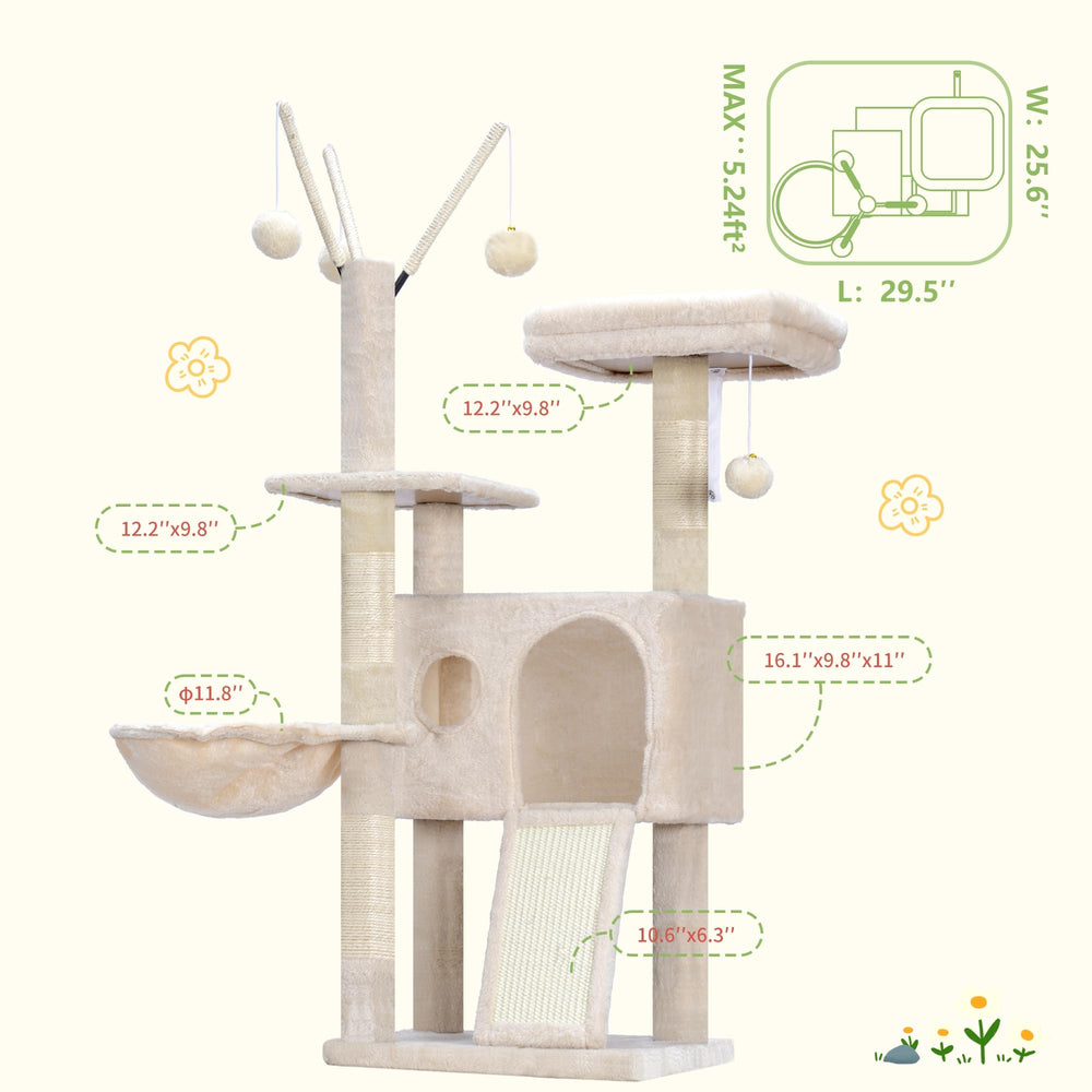 Hey-brother cat-tree-tower scratch-board included for satisfying claws and territory marking
