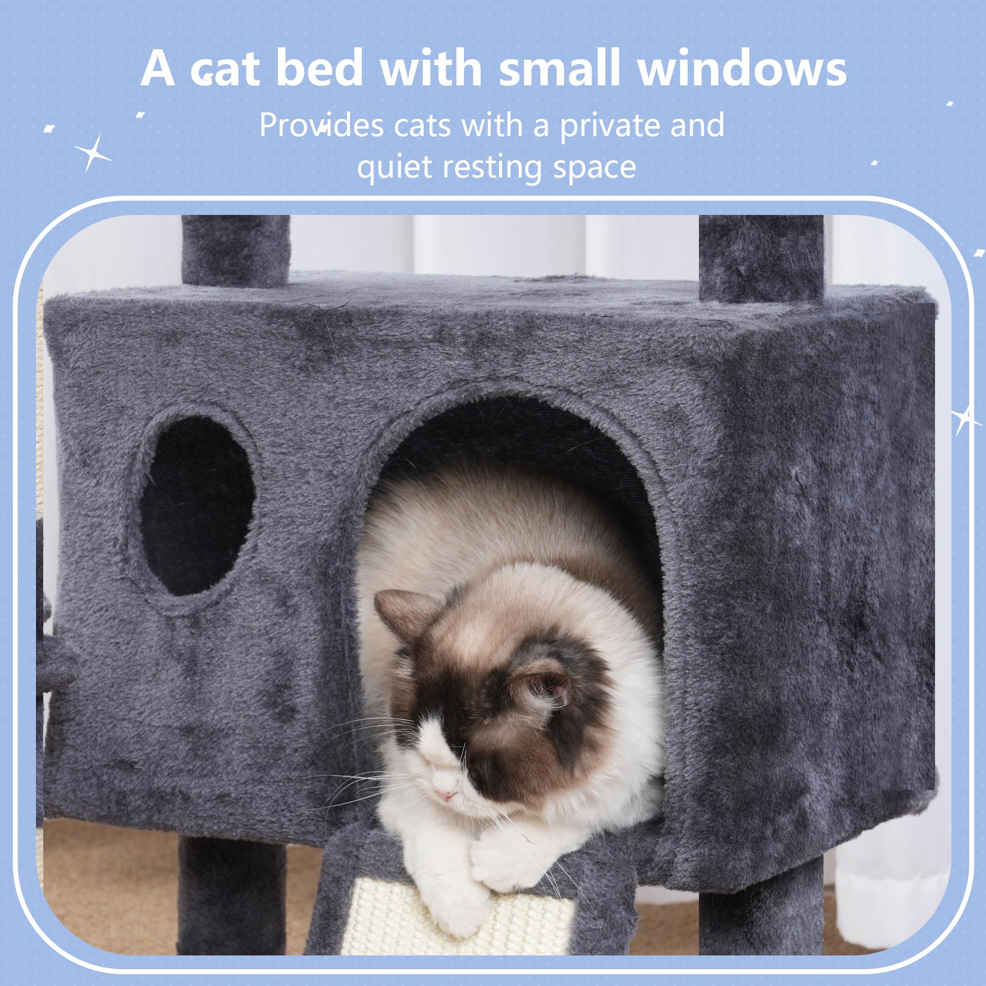 Hey-brother cat tree tower sisal posts highlight durable scratching surfaces