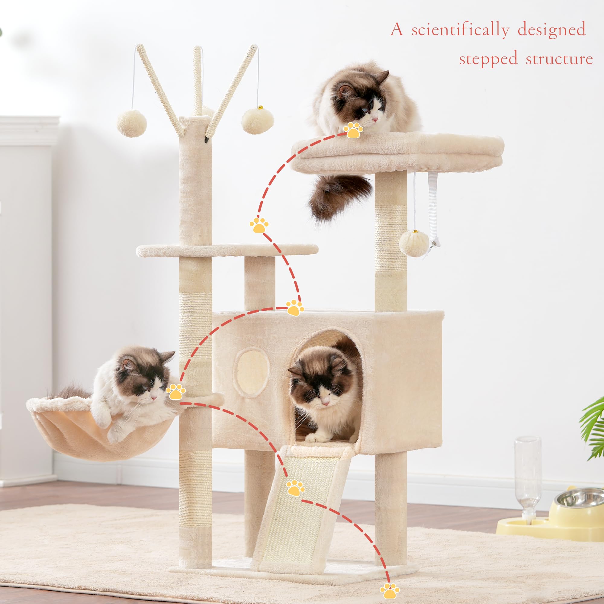 Hey-brother cat-tree-tower sisal posts encourage healthy scratching and claw maintenance