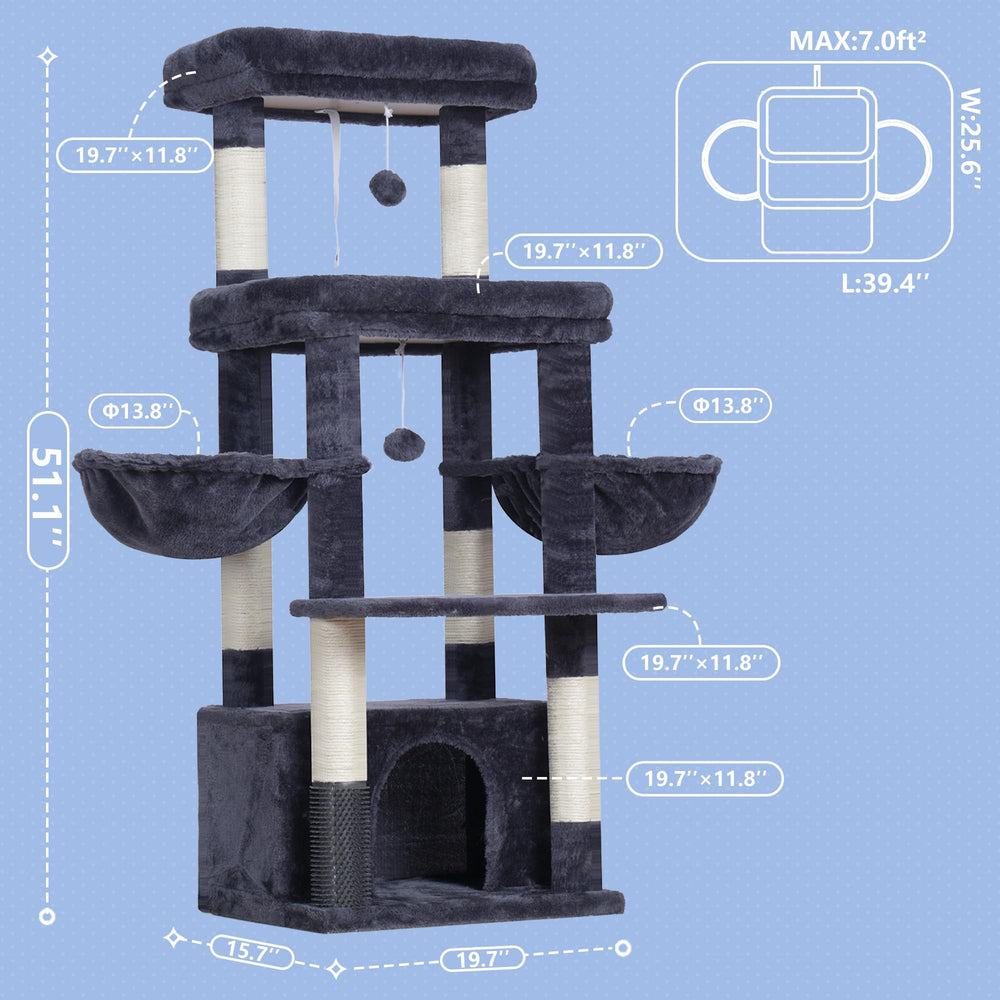 Hey-brother cat tree tower cozy condo keeps big cats resting comfortably between play sessions.