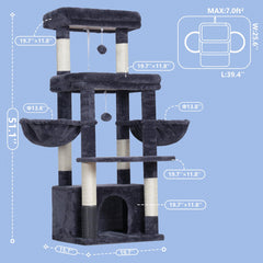 Hey-brother cat tree tower cozy condo keeps big cats resting comfortably between play sessions.