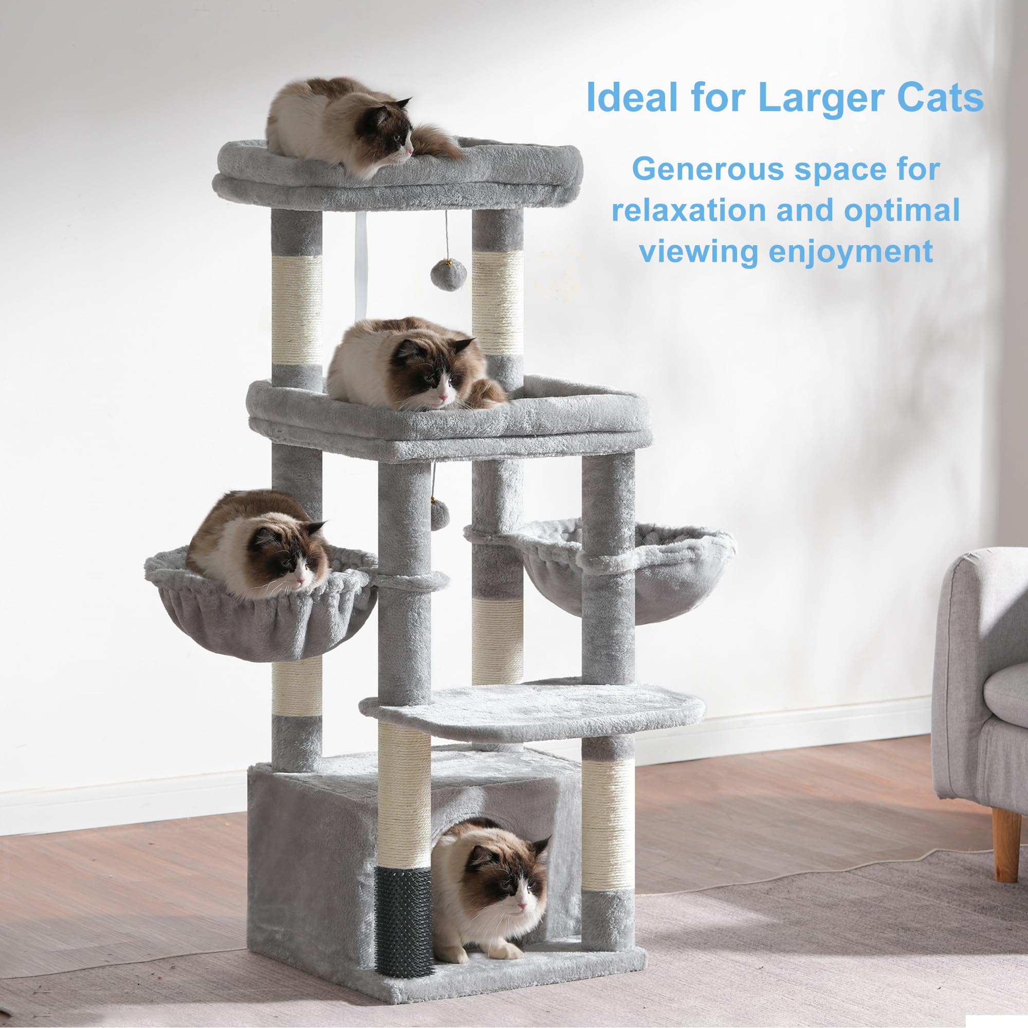 Hey-brother cat tree tower top perch provides roomy rest for cats