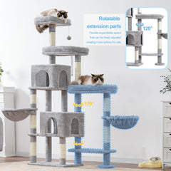 Hey-brother Cat Tree Tower top-platform highlights elevated perch for surveying territory.