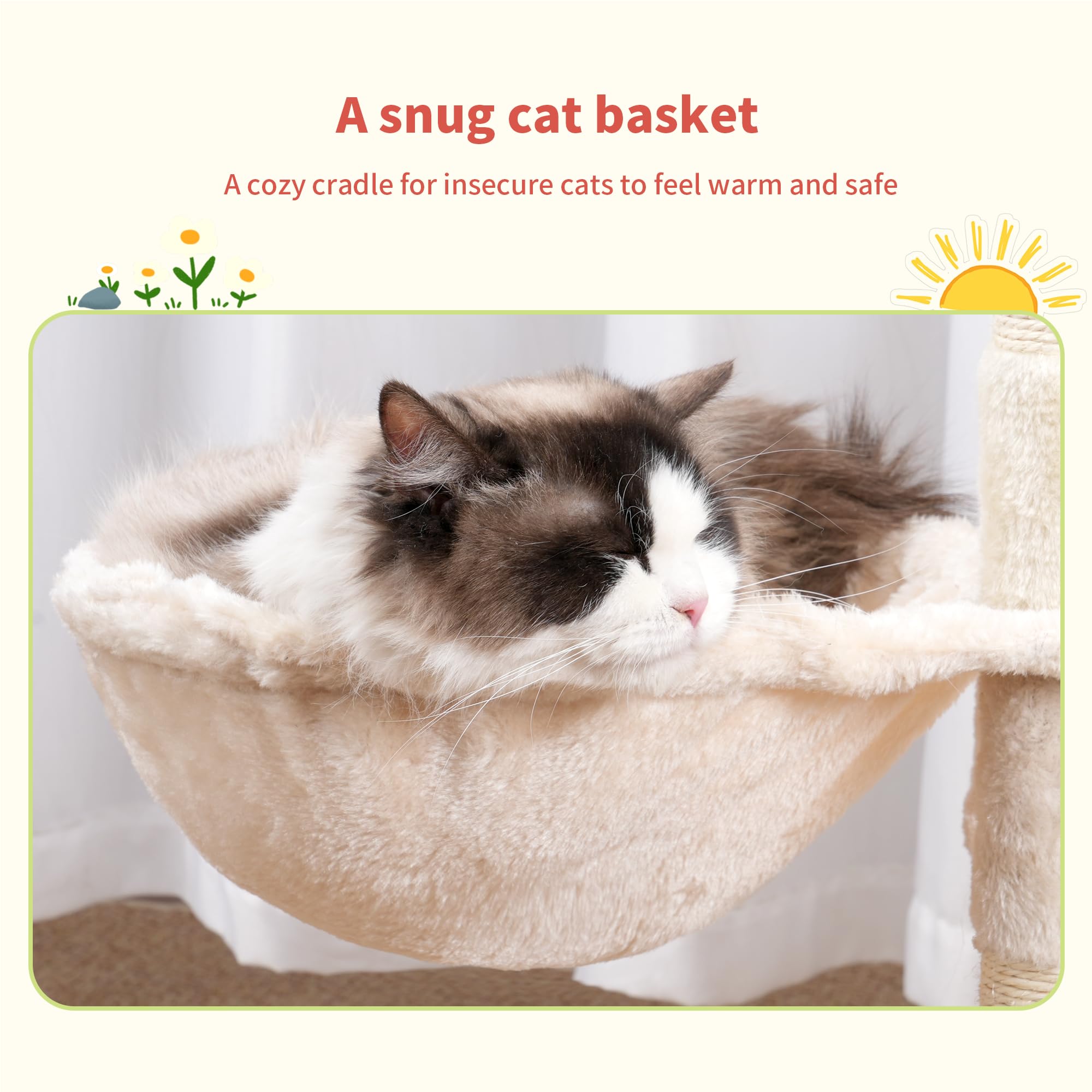 Hey-brother cat-tree-tower top platform provides elevated vantage and comfy perching