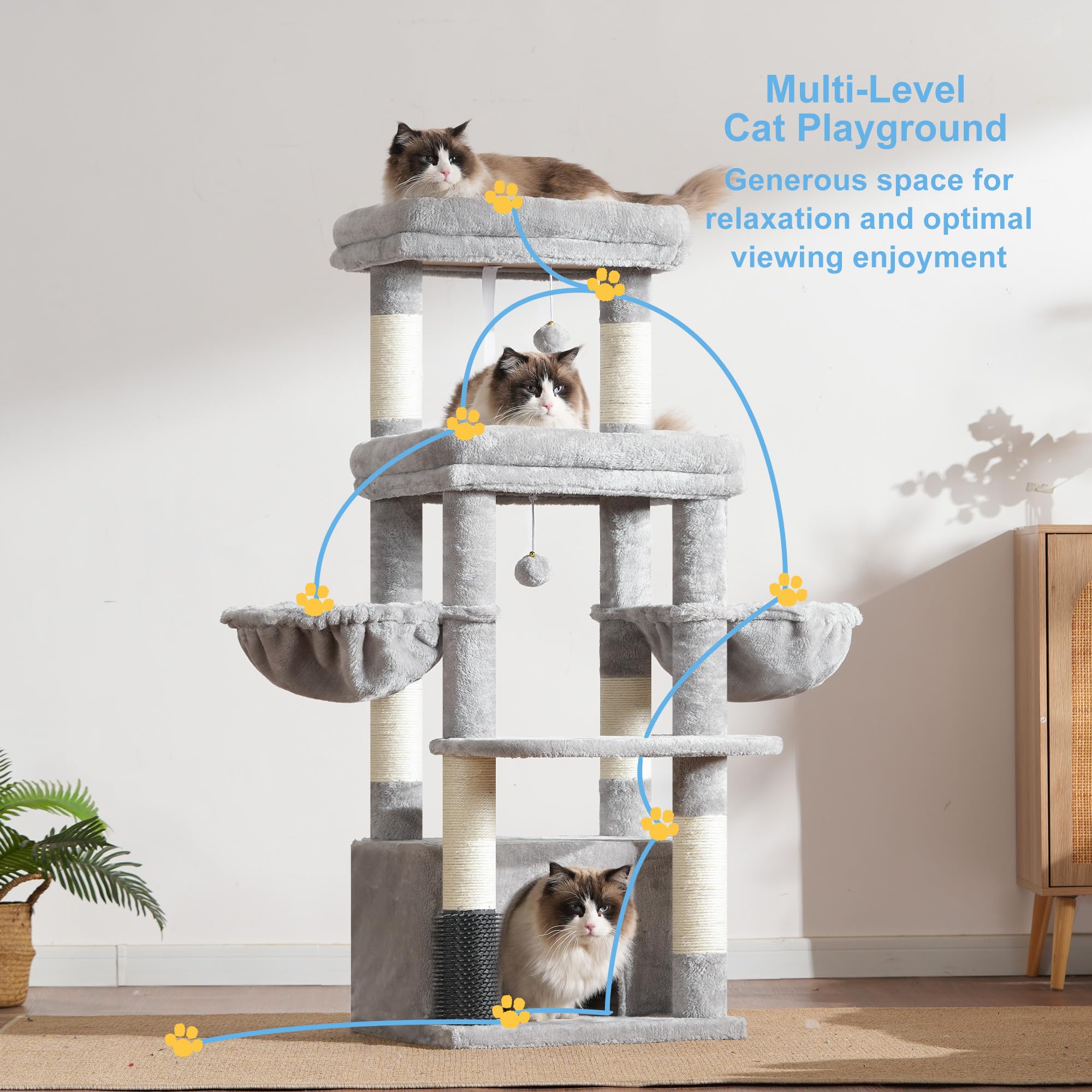 Hey-brother cat tree tower wooden base strips stabilize the bottom