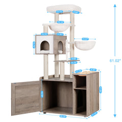 Hey-brother MPJ115SG cat tree two hammocks invite cozy naps and secure lounging.