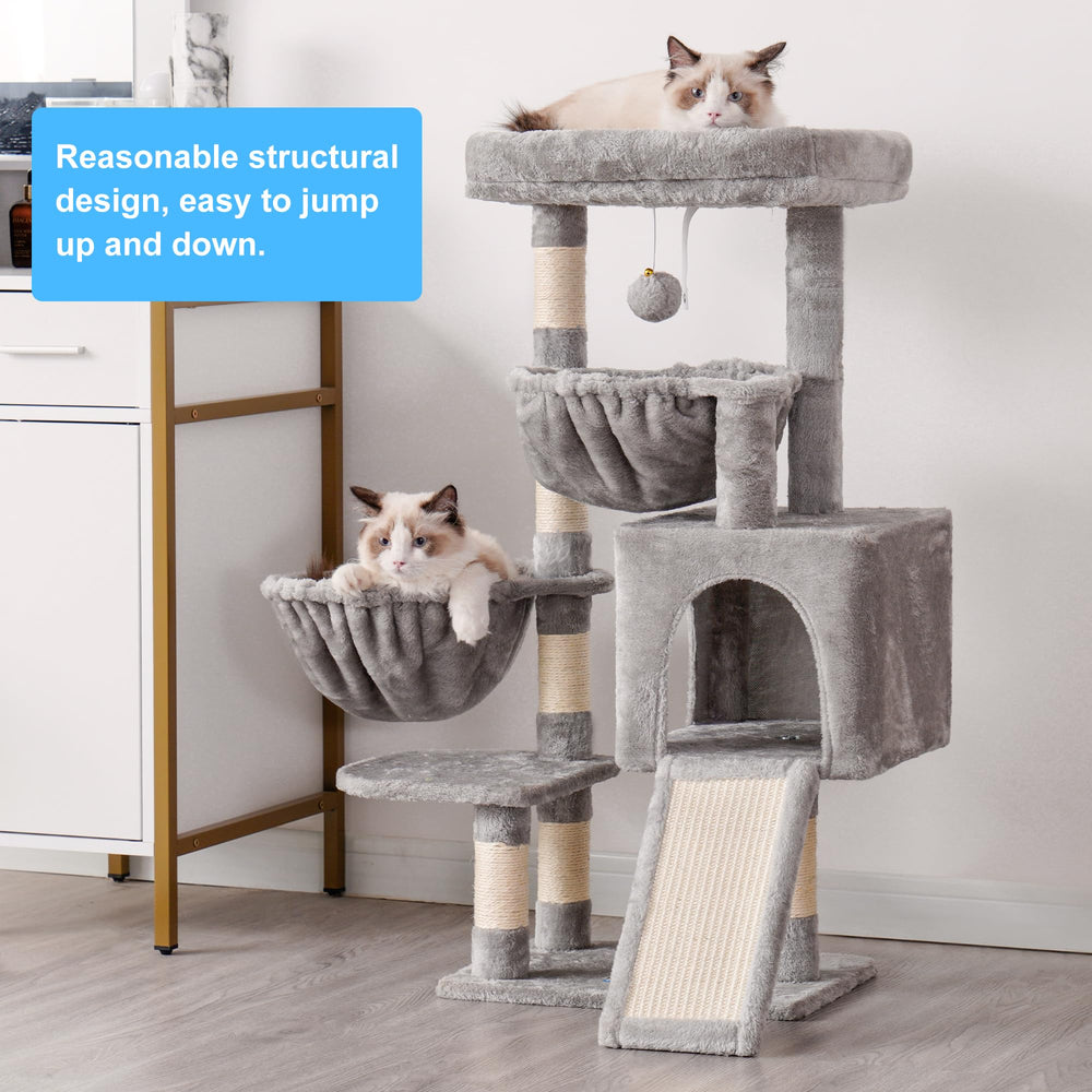 Hey-brother MPJ006SW cat tree with two cozy hammocks for secure lounging