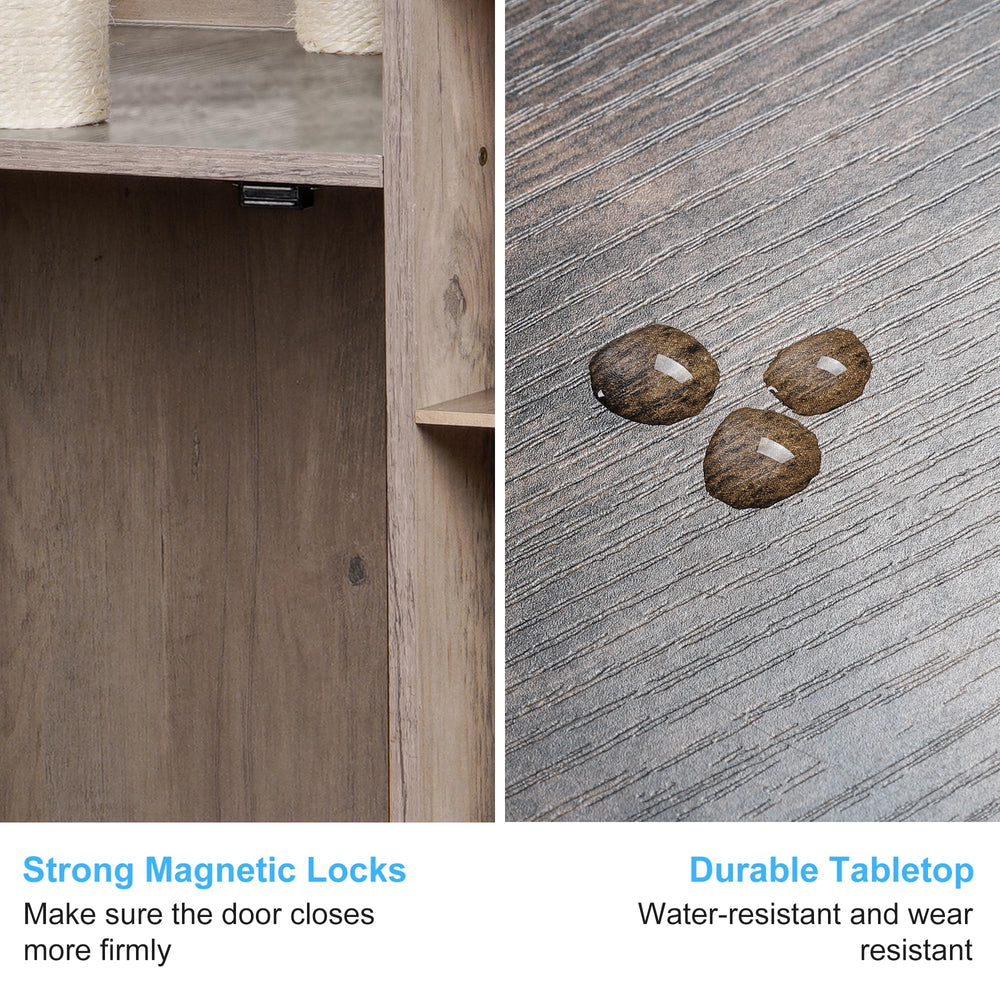 Hey-brother MPJ115SG cat tree wood rustic gray blends with modern interiors.