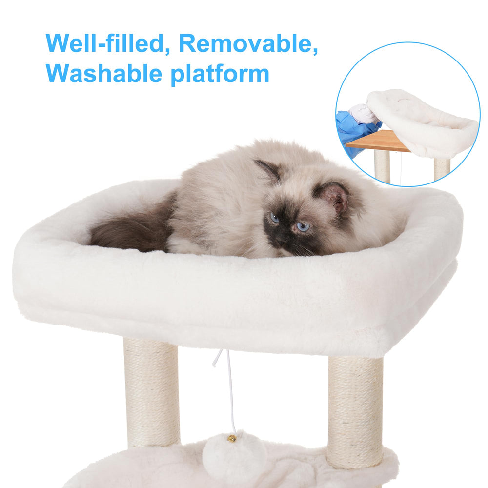 Hey-brother cat tree wood walnut frame stylish durable cat furniture