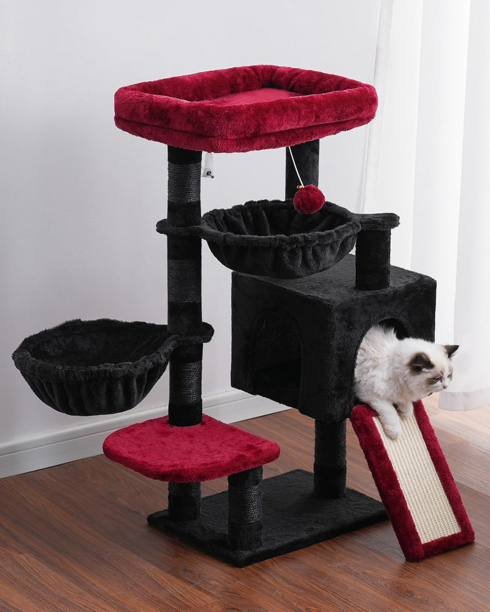 Hey-brother Gothic cat tree black and red design fits modern homes