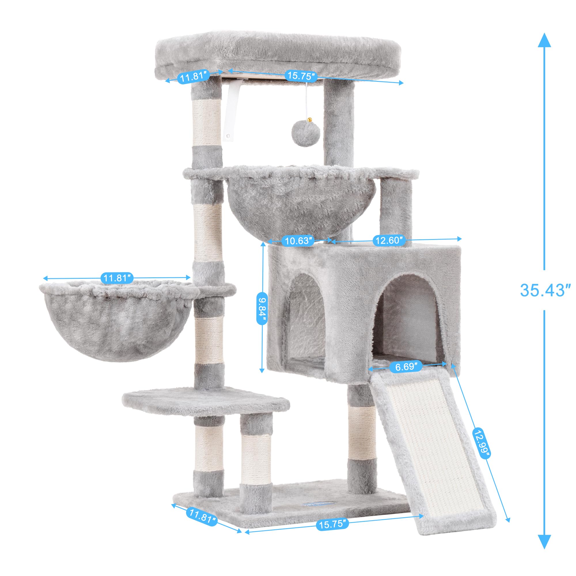 Hey-brother MPJ006SW cat tree hammock featuring a secure wrap-like resting spot