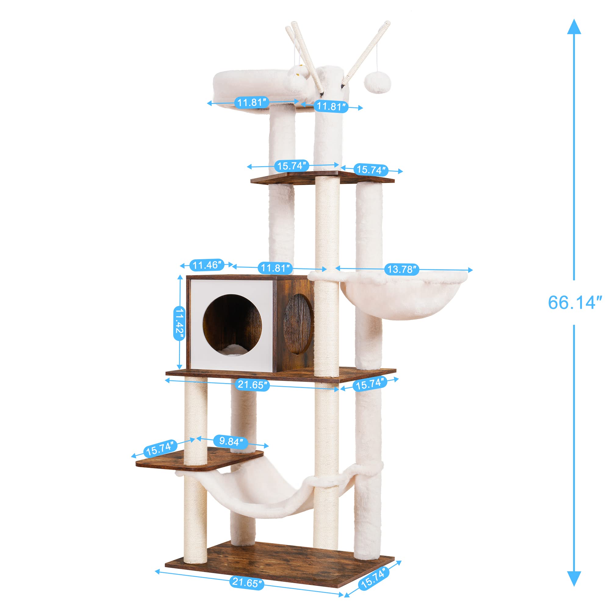 Hey-brother cat tree hammock basket demonstrates bidirectional setup for stable lounging.