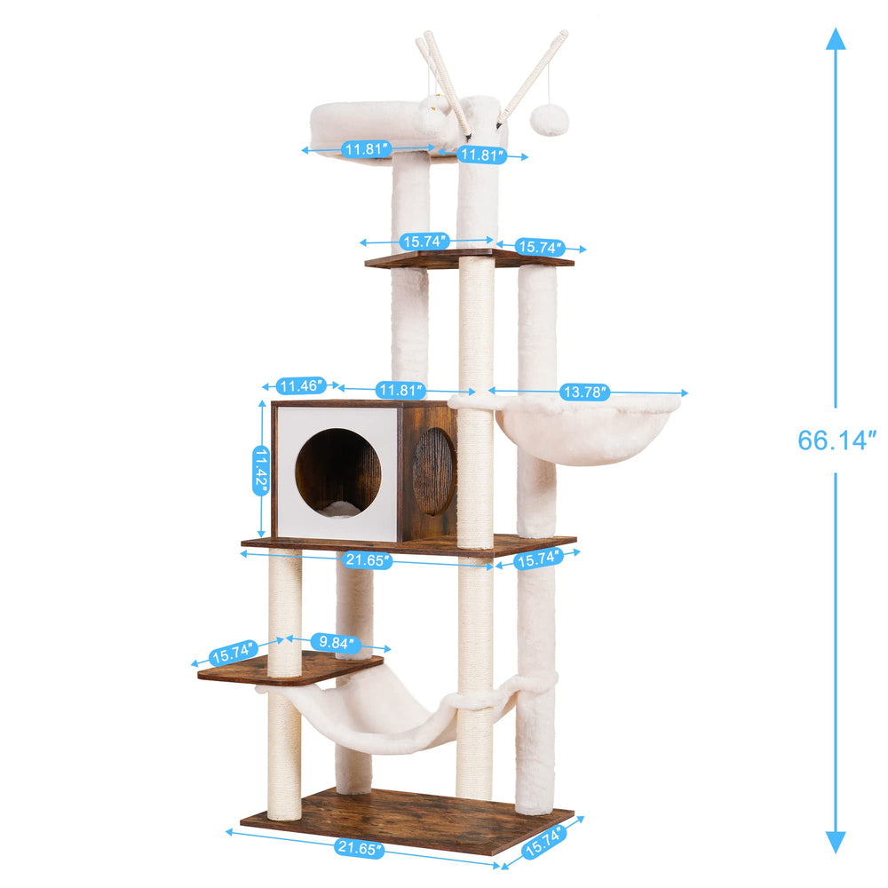 Hey-brother cat tree hammock basket demonstrates bidirectional setup for stable lounging.