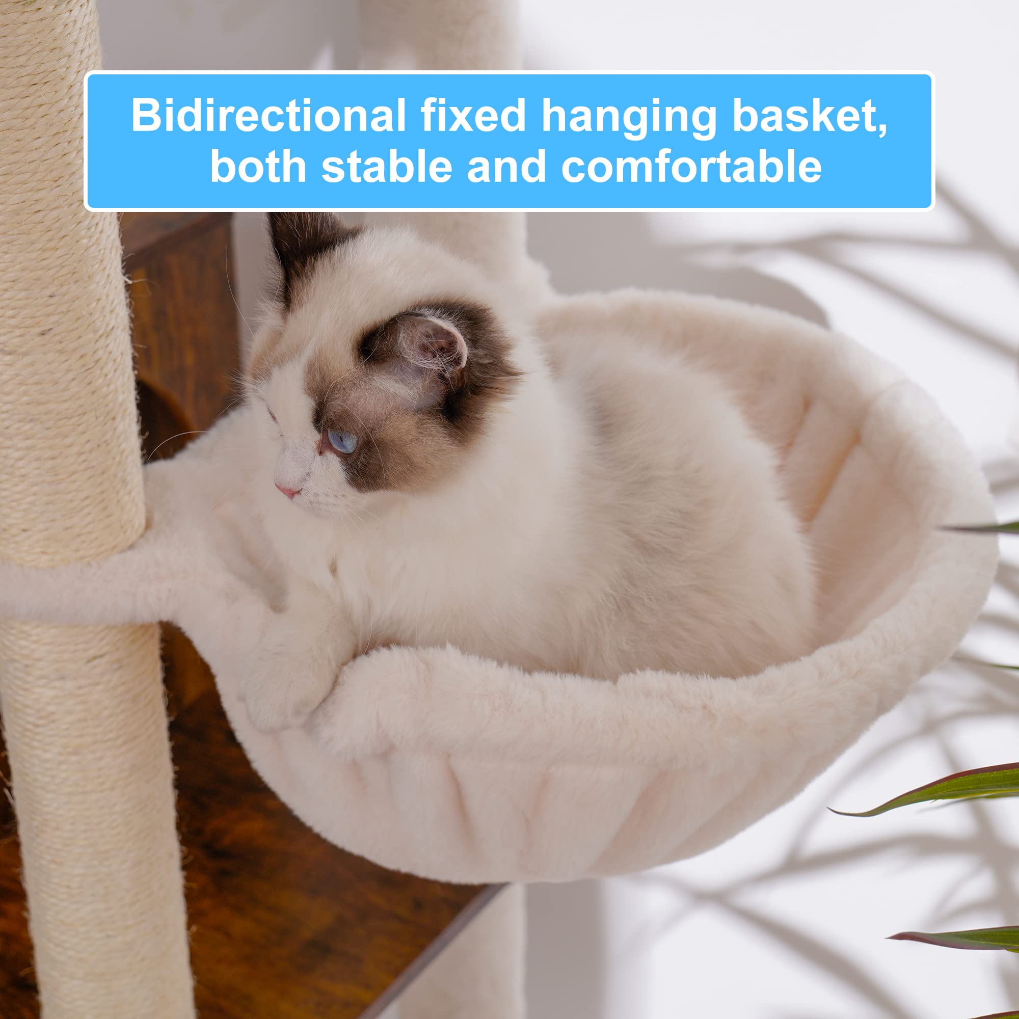 Hey-brother cat tree hammock fixed in two directions provides secure, comfy rest.