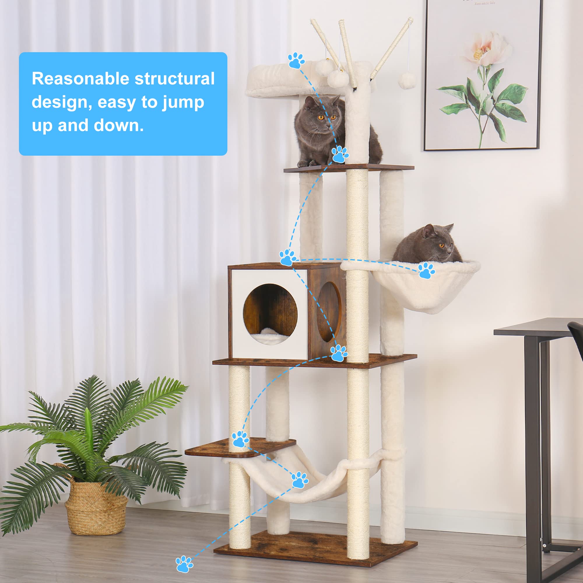 Hey-brother cat tree includes three teaser sticks for interactive play.