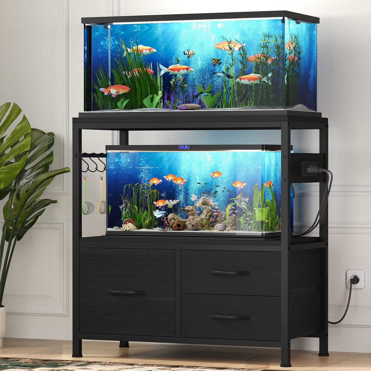 Heybly 20-29 gallon stand top view shows sturdy surface for main tank.