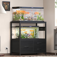 Heybly aquarium stand with drawers demonstrates organized storage for meds and gear.