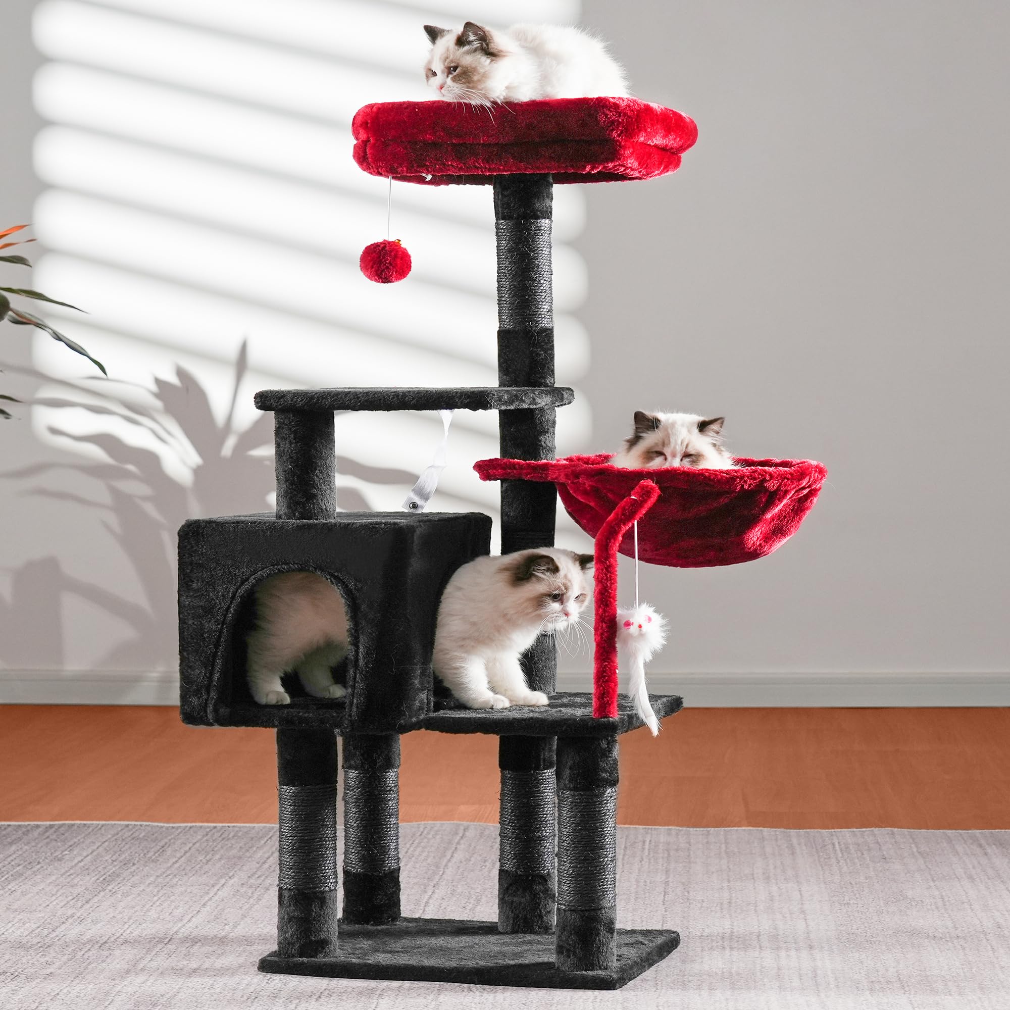 Heybly cat-tower-condo shows a vertical playground ideal for perching and stretching.