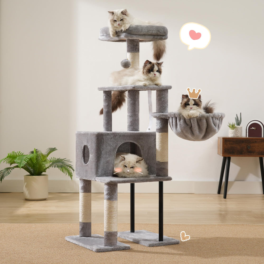 Heybly cat tree anti-tip straps enhance safety during energetic play.