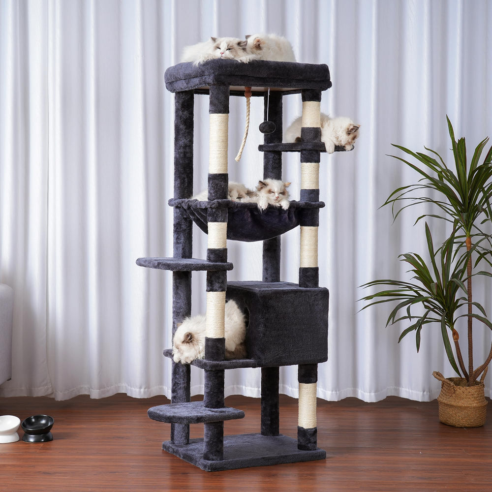 Heybly cat tree reinforced base and anti-topple hardware for stability