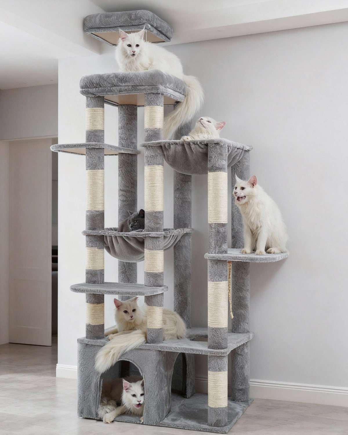 Heybly cat tree baseboard offers stability for large cats.