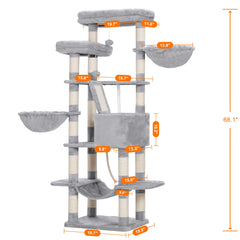 Heybly Cat Tree big cat basket invites cozy curling and calm resting.