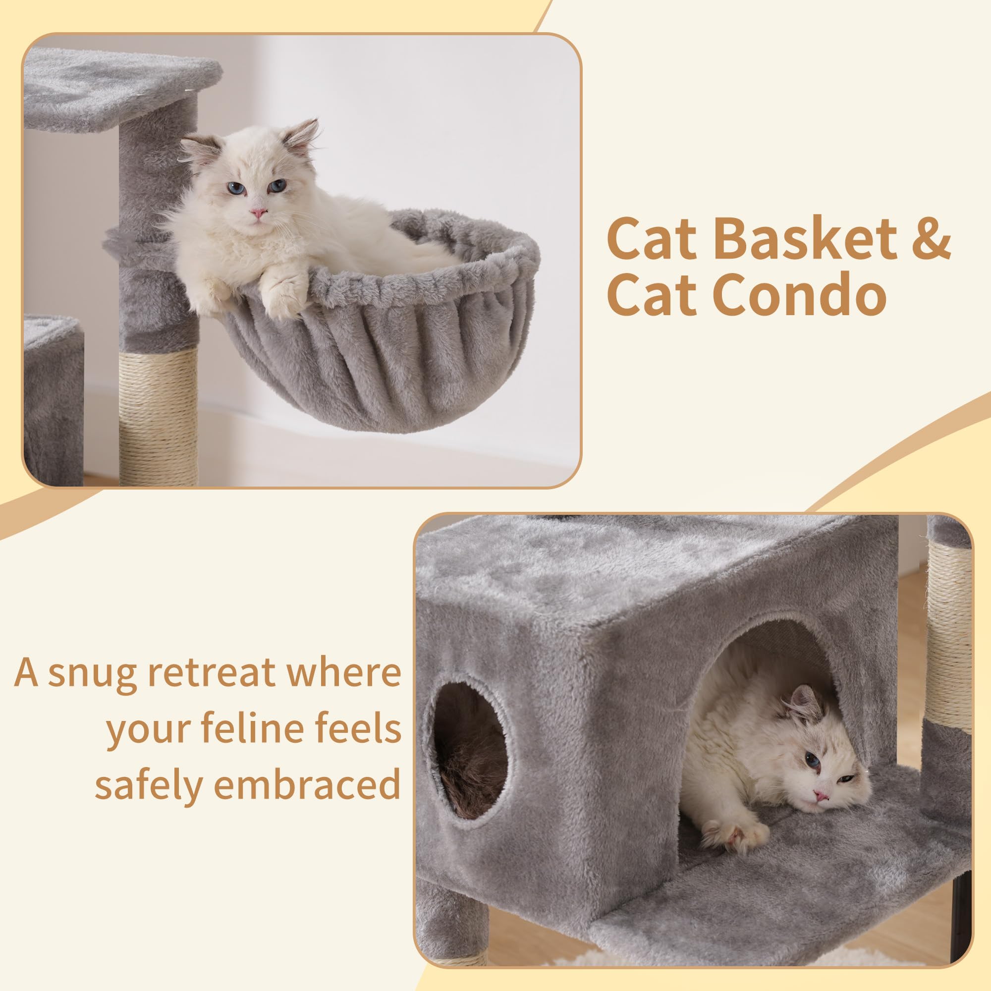 Heybly cat tree cozy cat basket invites lazy lounging and snug retreats.