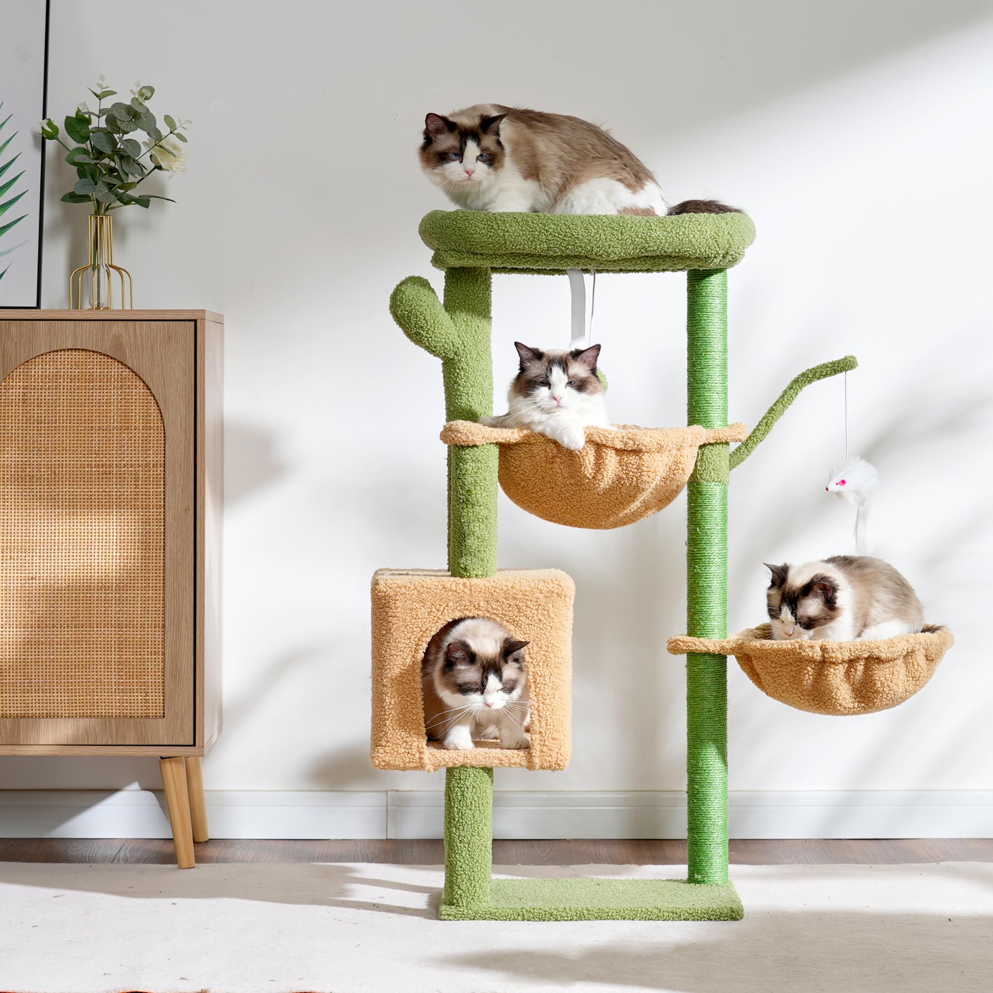 Heybly cat tree fortified base ensures stable climbing and playful sessions