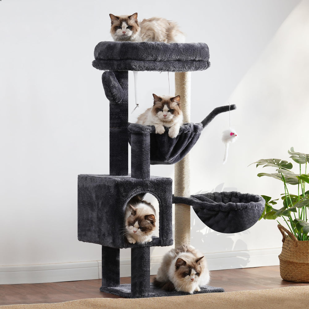 Heybly cat tree fortified base ensuring stability during multi-cat use.