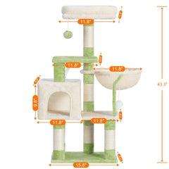 Heybly cat tree HCT004SGM anti-topple-device adds safety during active play.
