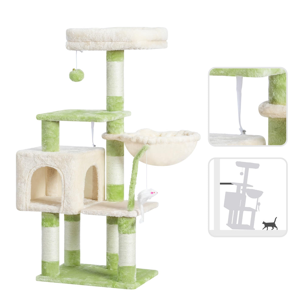 Heybly cat tree HCT004SGM cat-house offers a private hideaway for rest.