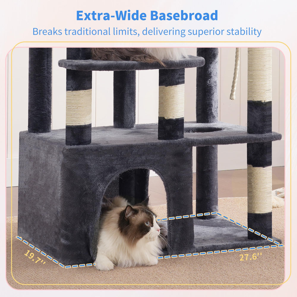 Heybly cat tree height 71 inches encourages climbing and energy release for big cats.