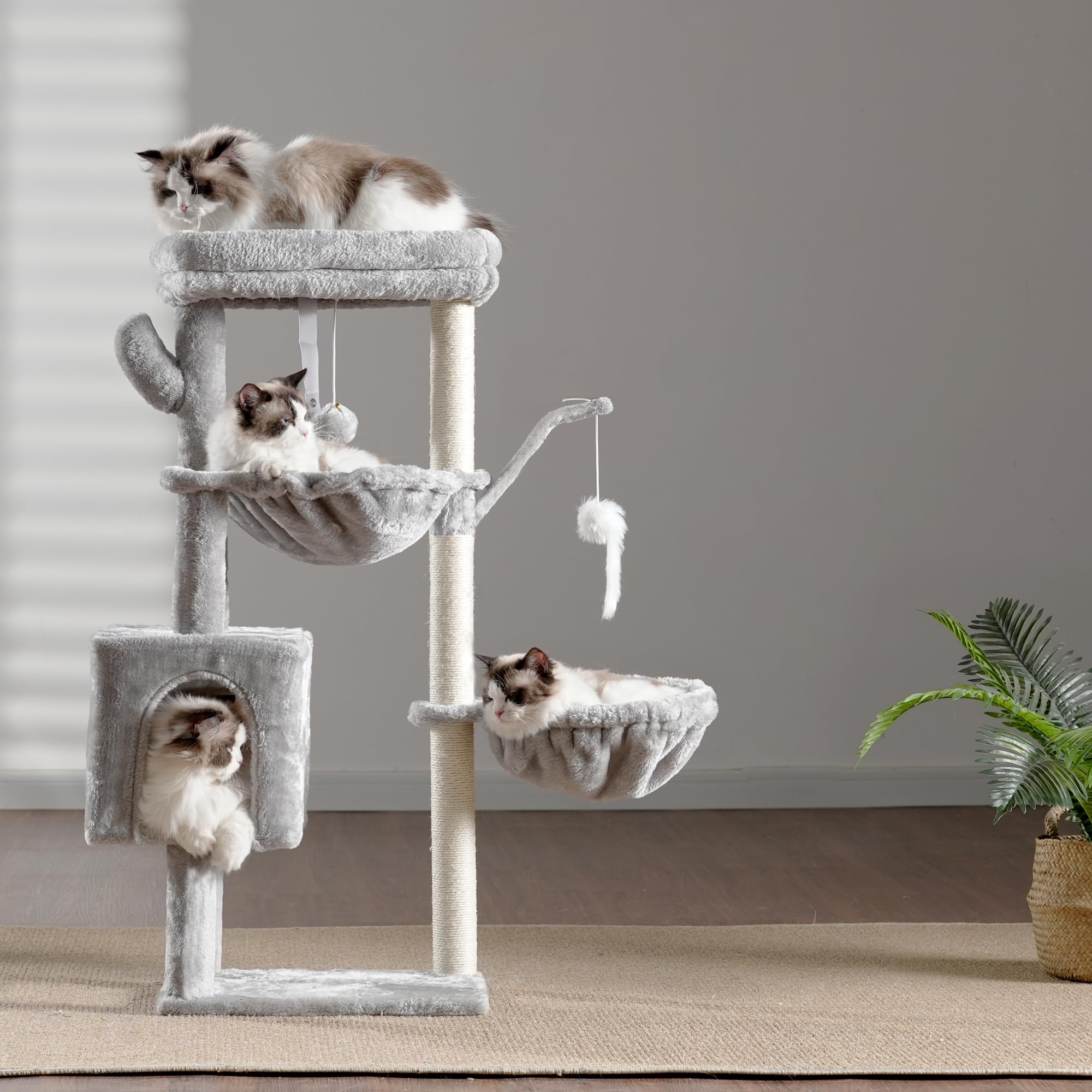 Heybly Cat Tree indoor-use unit supports two cats comfortably