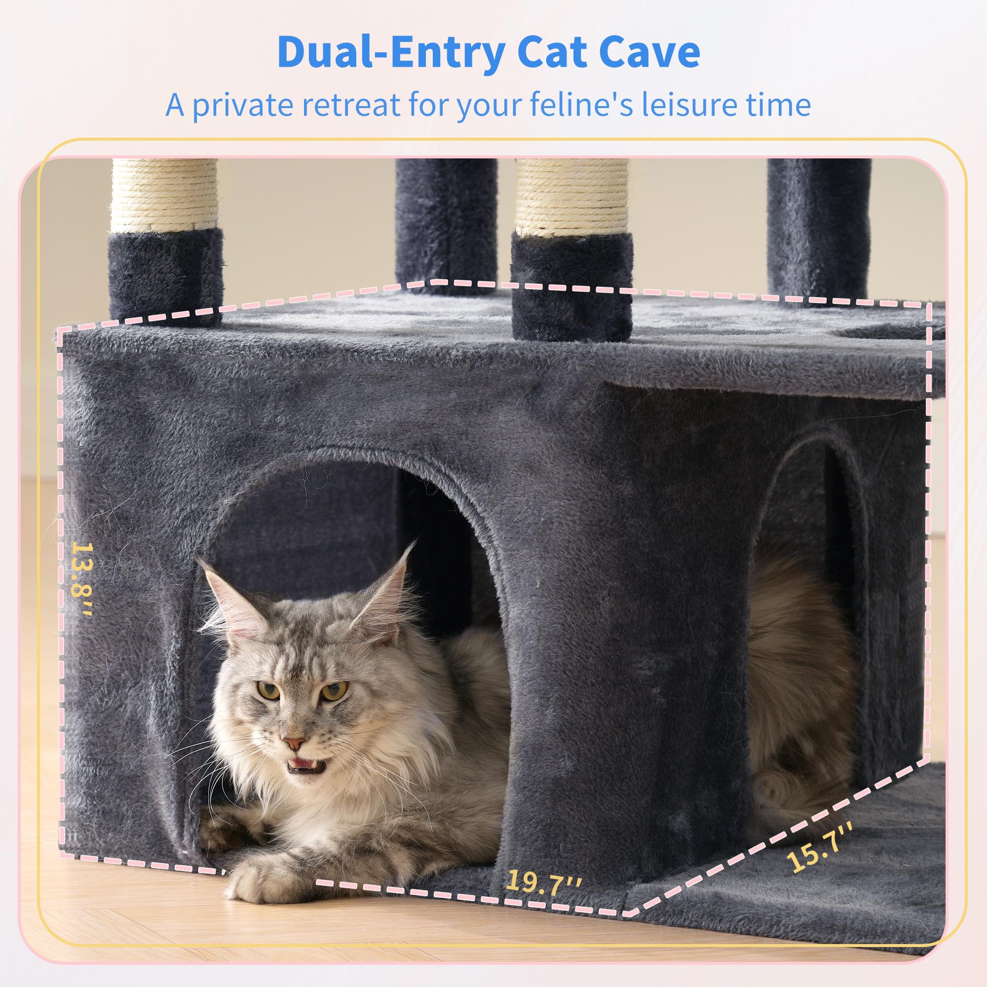 Heybly cat tree platforms illustrate multi-level resting areas for cats.