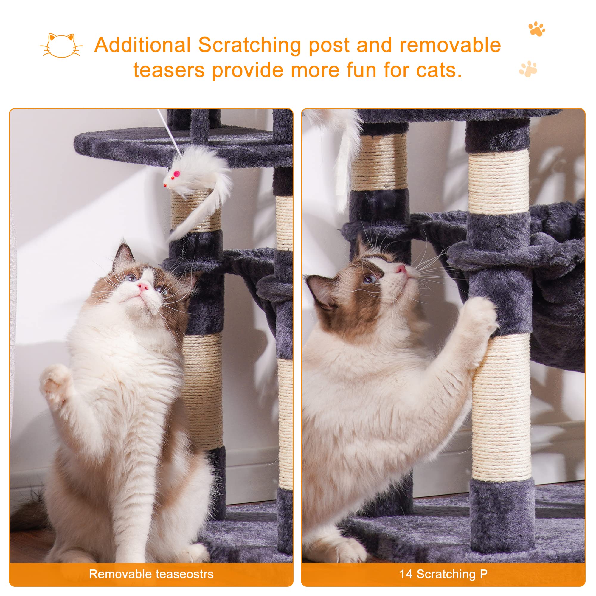 Heybly Cat Tree Plush Ball with Bell provides quiet, engaging play
