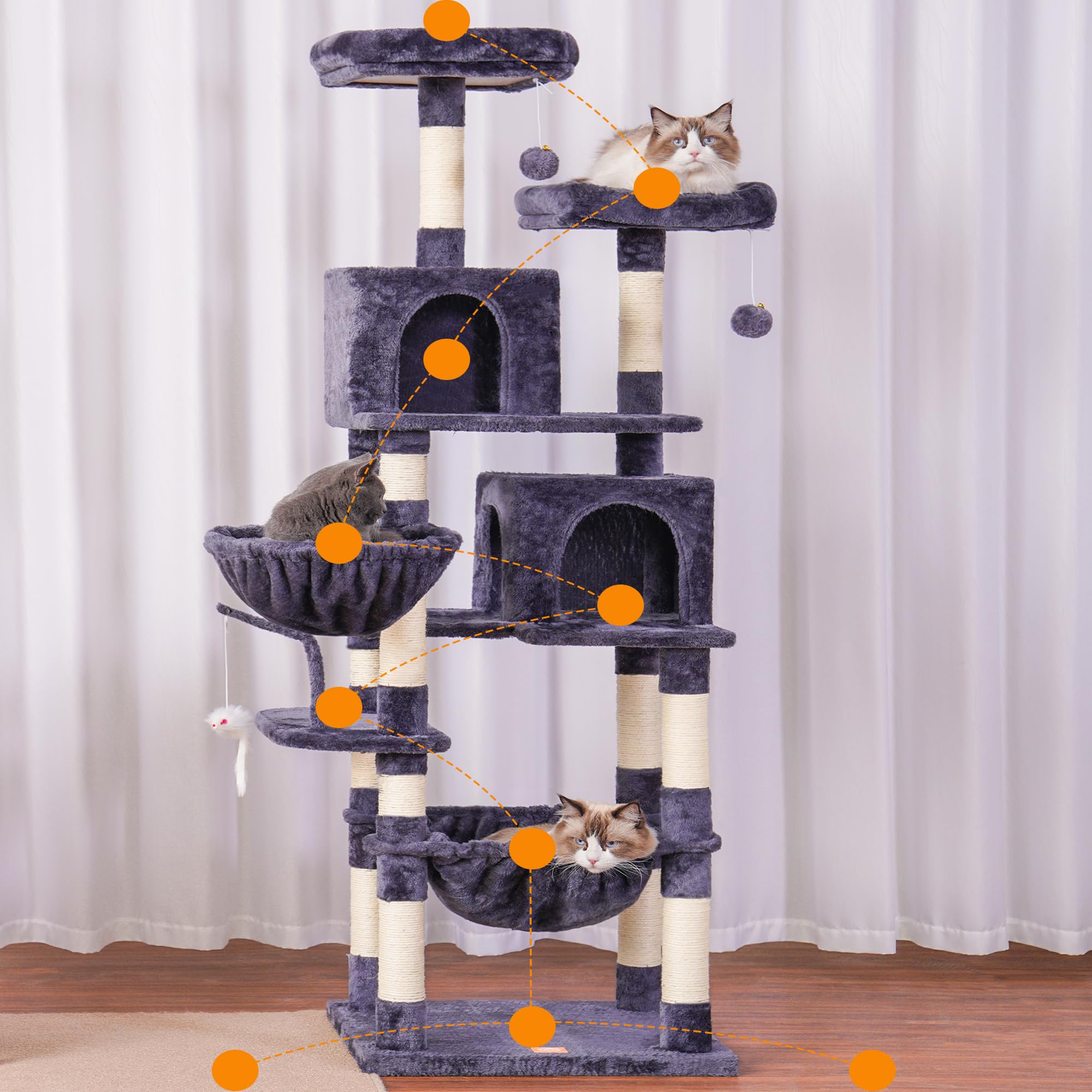 Heybly Cat Tree Plush Basket offers wrapped retreat for shy cats