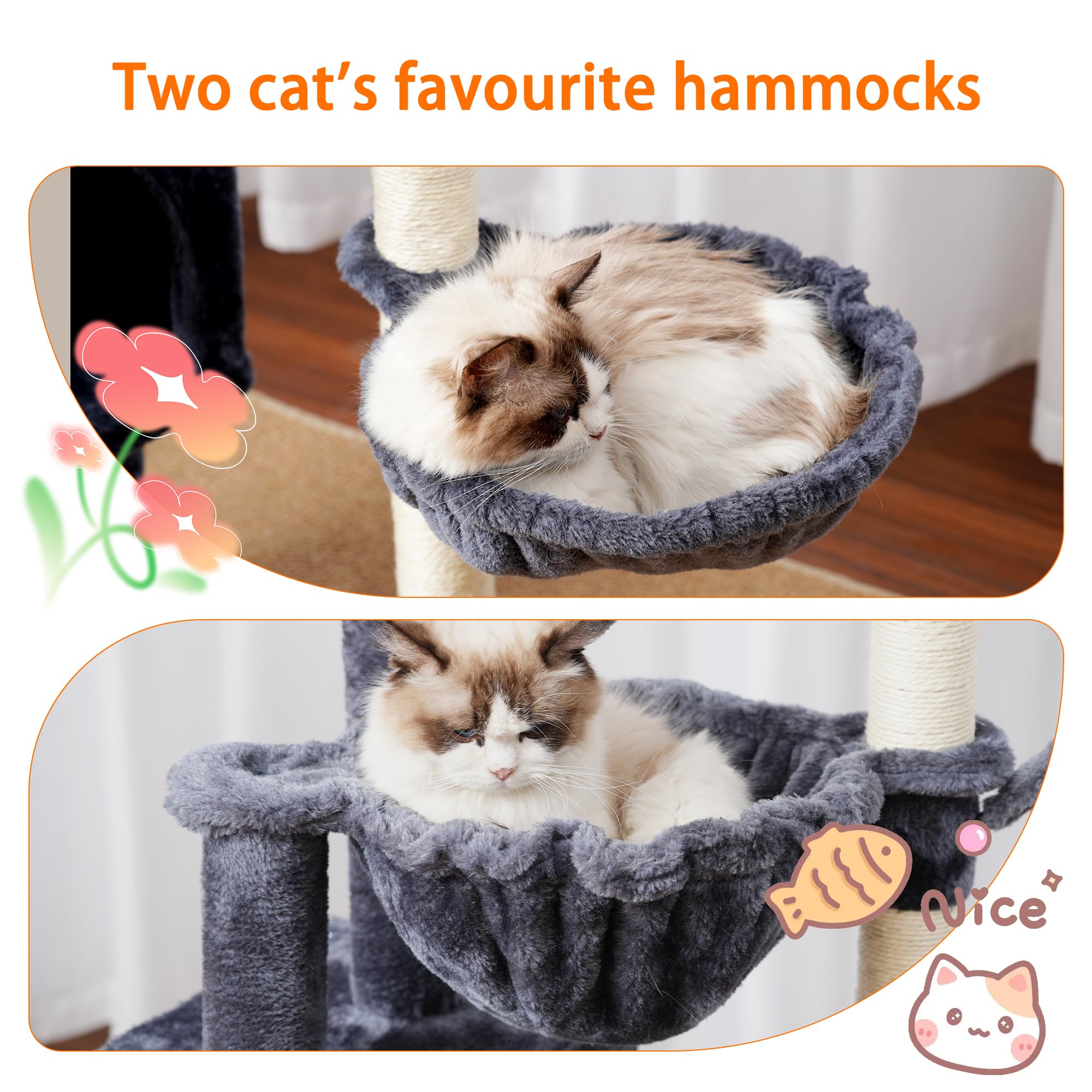 Heybly cat tree round hammocks ideal for relaxed naps after play.