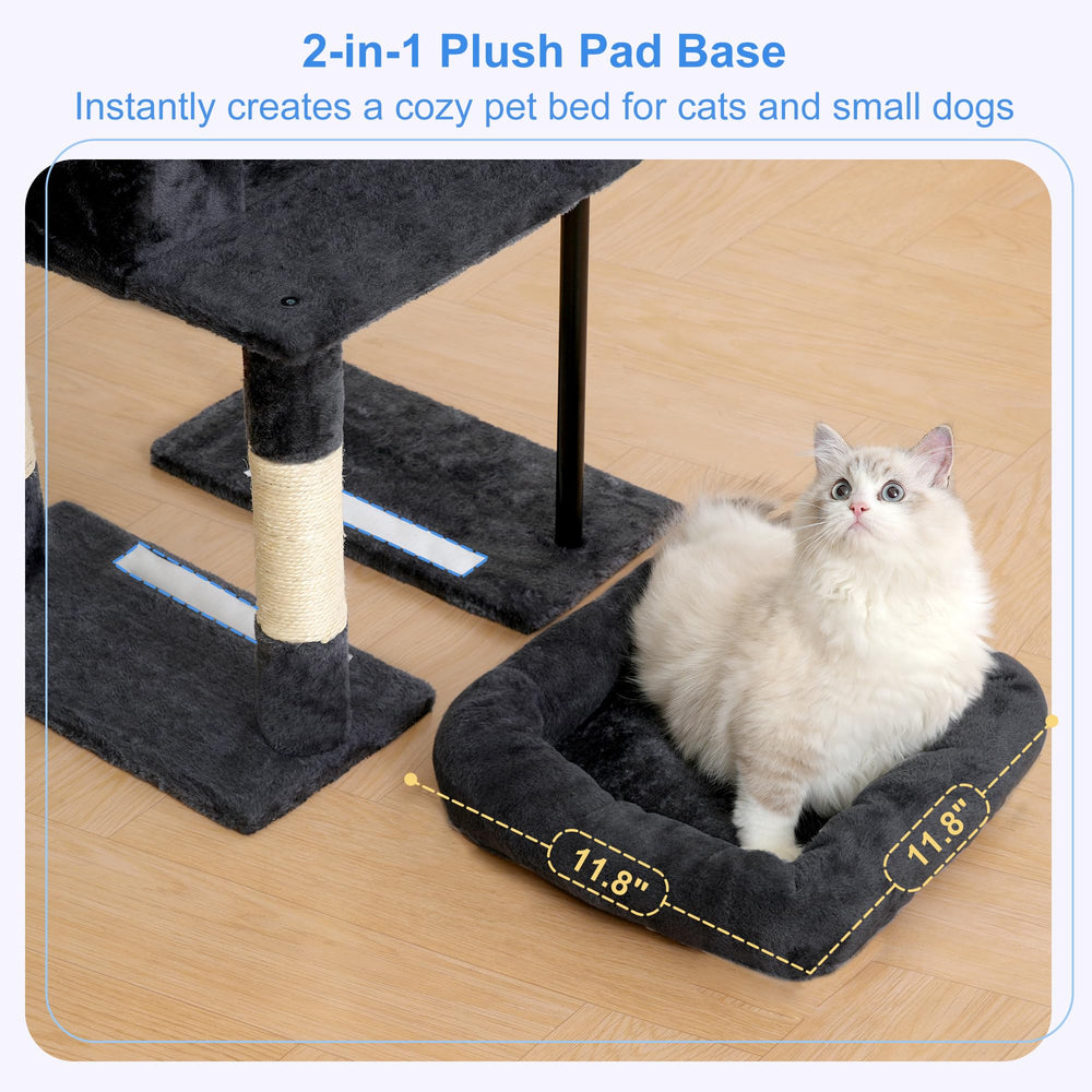 Heybly scratching posts promote natural scratching and play on the cat tree.