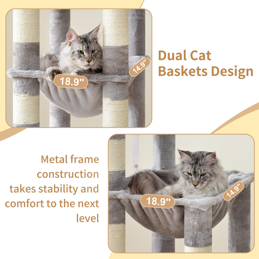 Heybly cat tree 12 sisal posts satisfy scratching instincts.