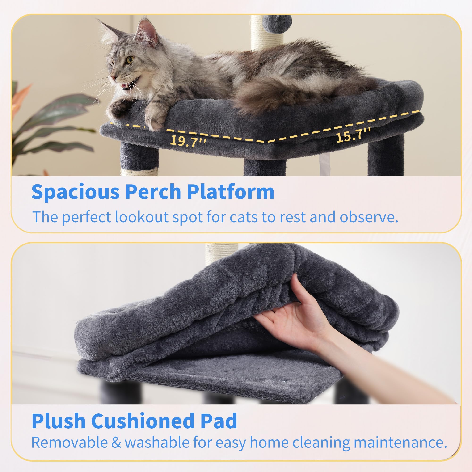 Heybly cat tree 12 sisal posts satisfy scratching instincts and protect furniture.