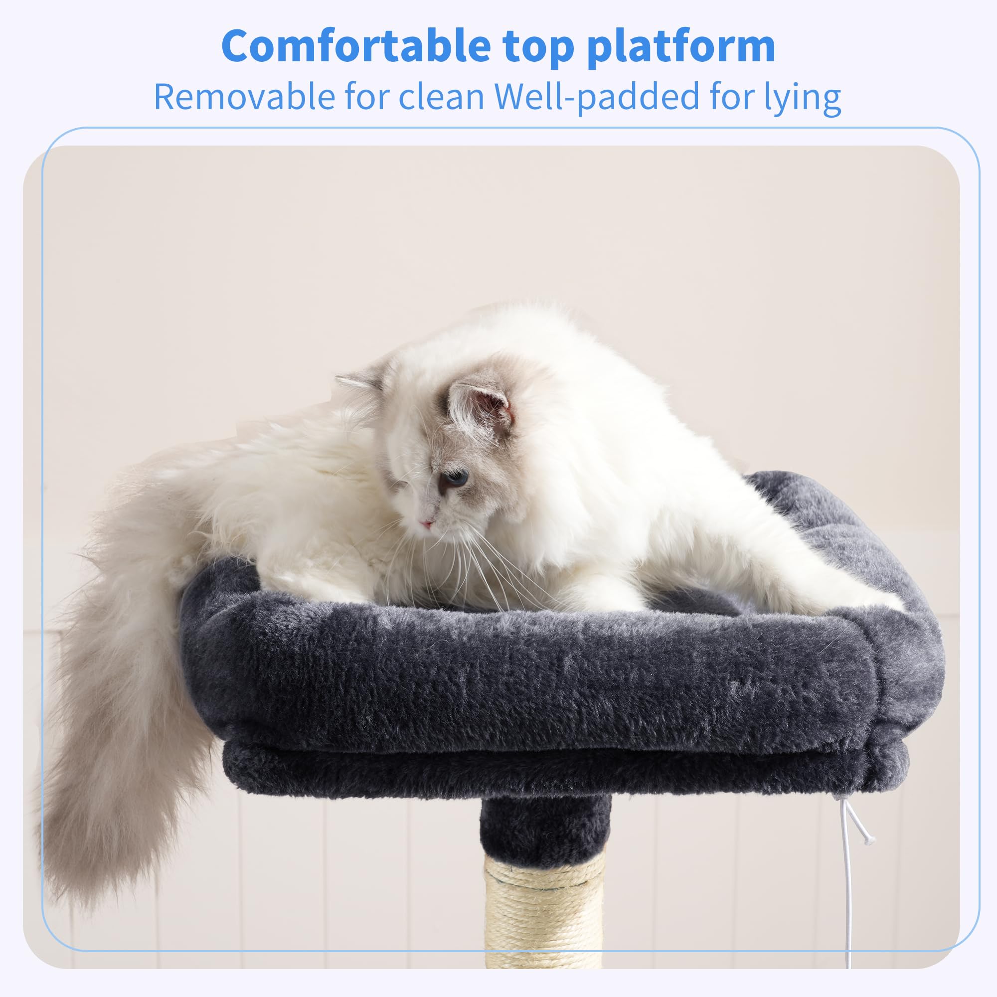 Heybly cat tree smoky gray base structure supports safe play and confident jumps