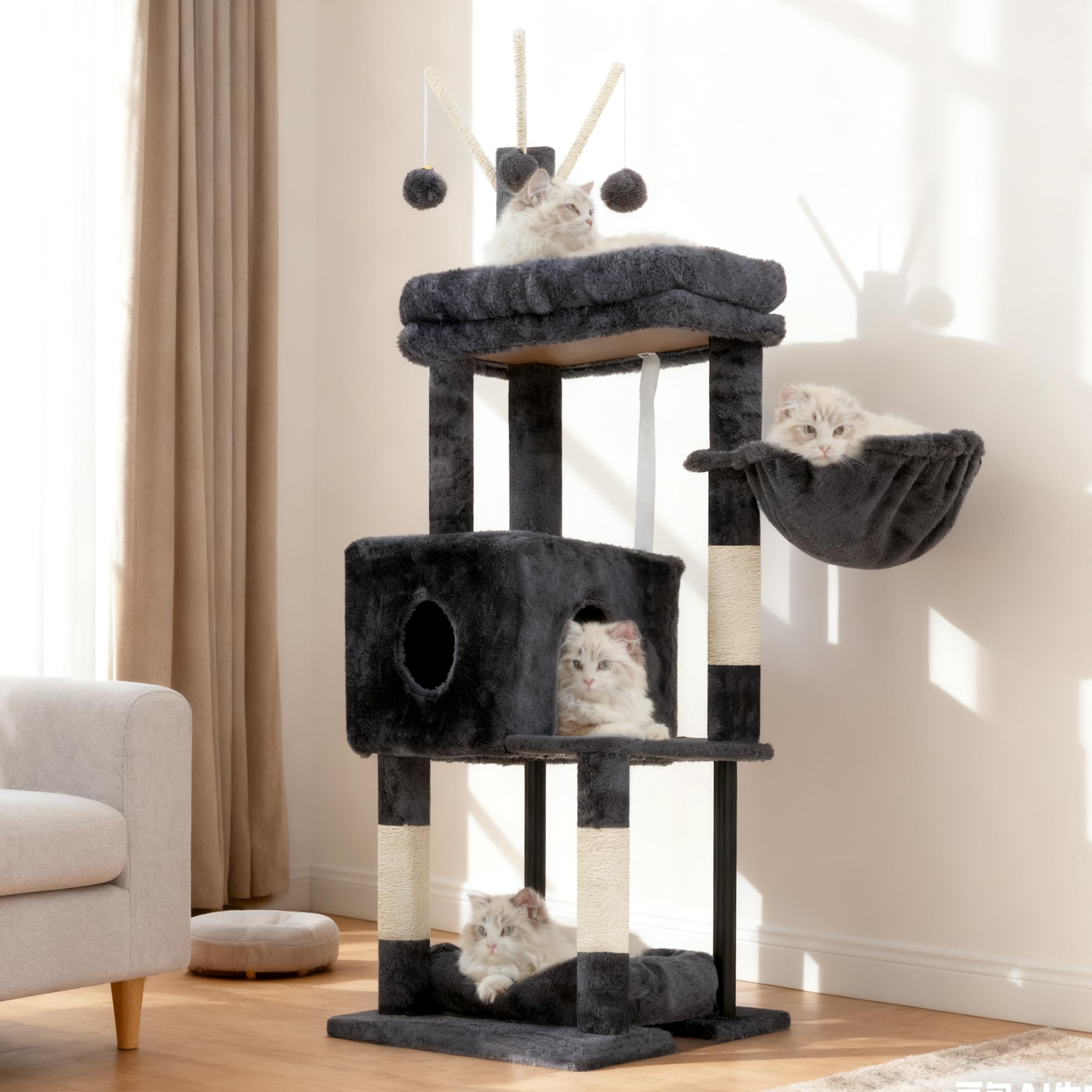 Heybly smoky-gray finish suits modern interiors while blending with décor.